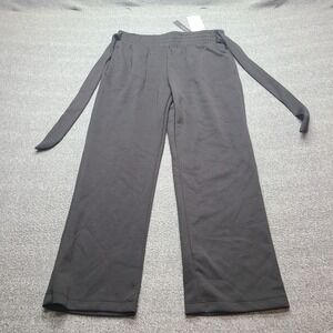 Tahari Lounge Pants Womens S Black New Wide Leg Modal Blend Tie Waist 3816
